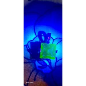 Yellow uranium 10mm rhinestone set in sterling no chain